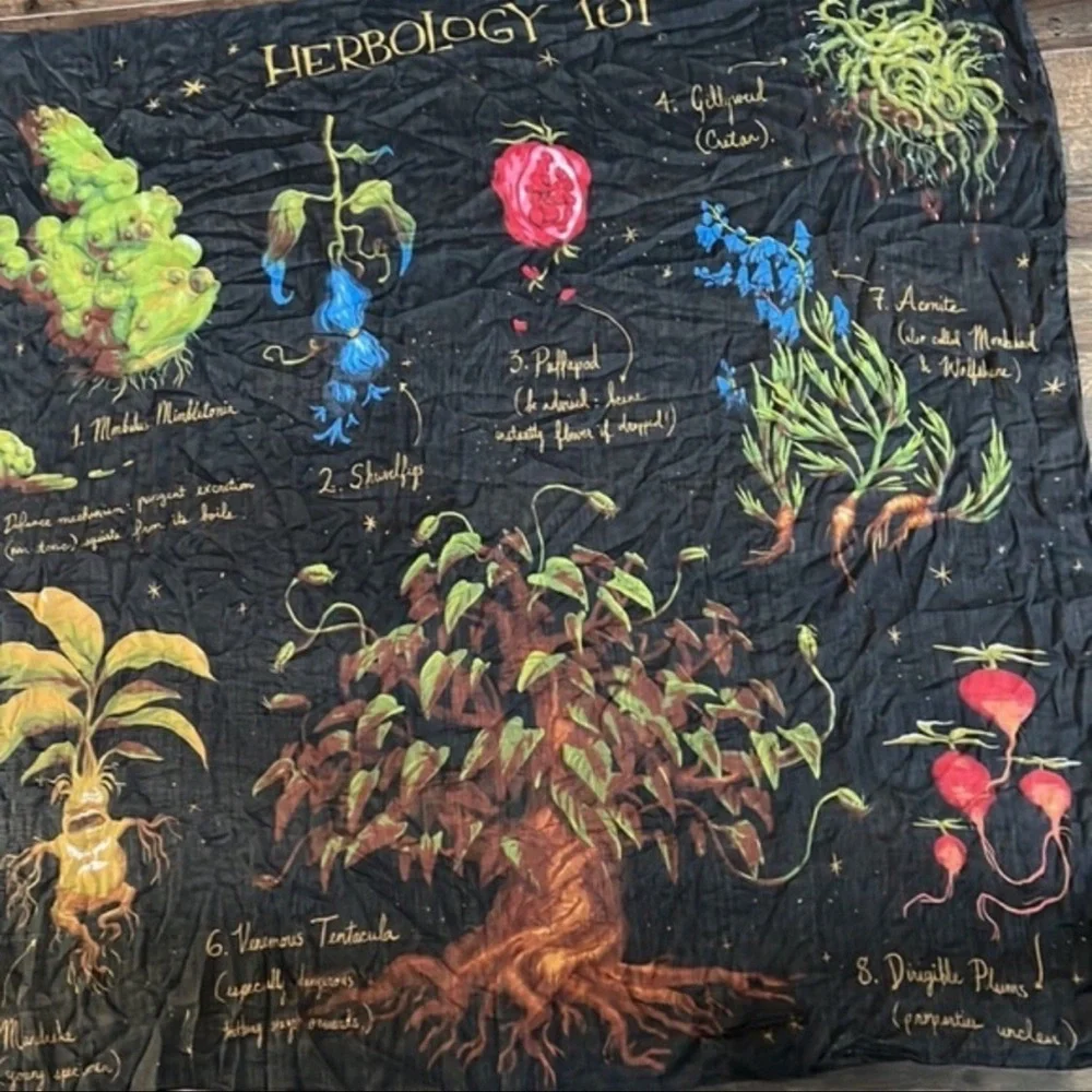 Harry Potter Herbology 101 Wall Tapestry NEW in Pkg 60 x 60